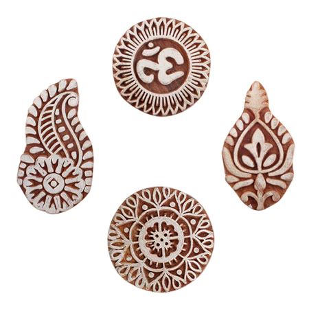 Set of 4 Piece New Mix Wooden Printing Blocks